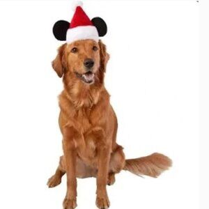nwt DISNEY MICKEY MOUSE EARS CHRISTMAS DOG CAT HAT L / XL RED WHITE
